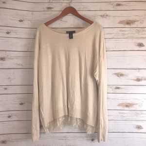 Lane Bryant Oatmeal Light Sweater w/Lace Trim
